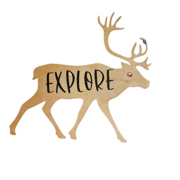 Handmade Reindeer laser cut wood Magnet Explore 3.5 High 6in Long Fridge - Picture 1 of 2